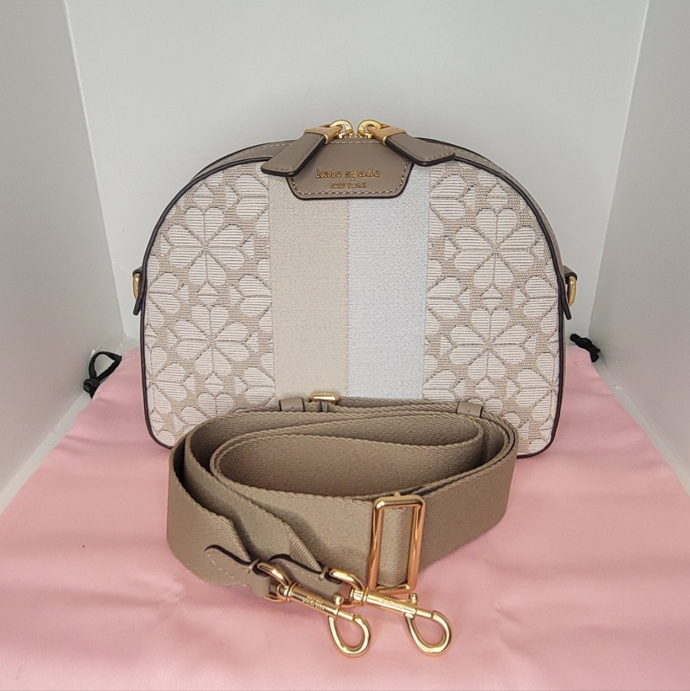 Kate Spade Flower Jacquard Stripe Addy Medium Dome Crossbody - Picture 3 of 6